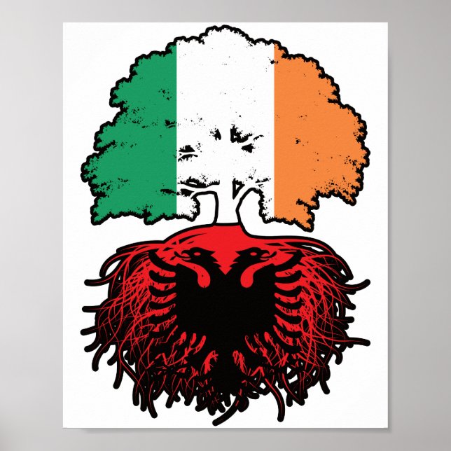 Affiche Albanie Drapeau des racines d'arbres en Irlande (Devant)