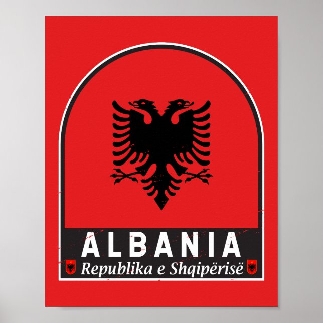 Affiche Albanie - Emblème du drapeau (Devant)