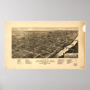 Affiche Albany Georgia 1885 Carte panoramique