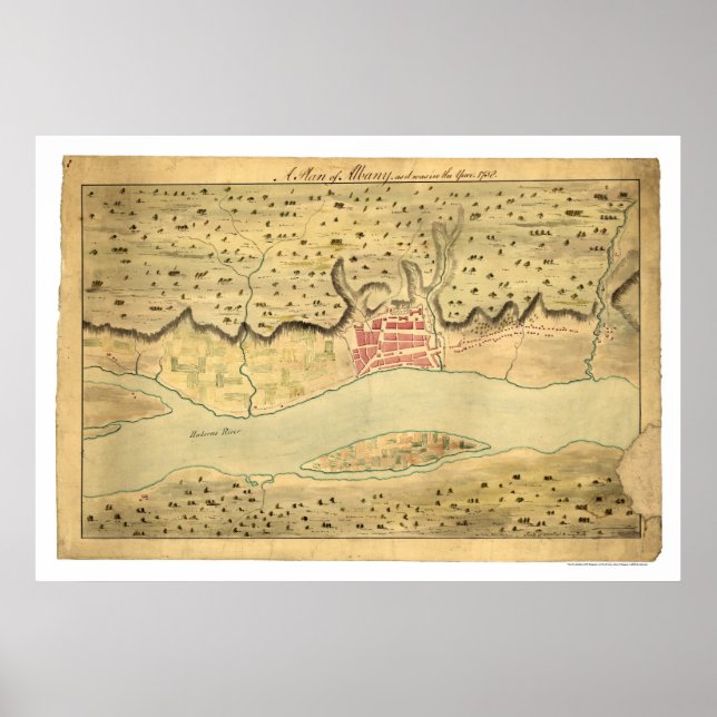 Affiche Albany New York Early Map 1758 (Devant)