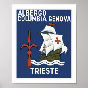 Affiche Albergo Columbia Gênes ~ Trieste