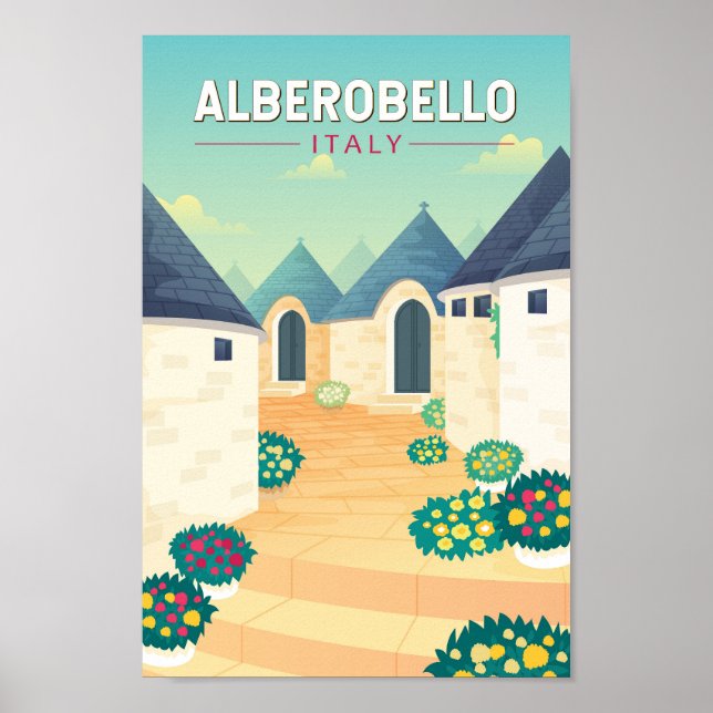 Affiche Alberobello Italie Travel Art Vintage (Devant)
