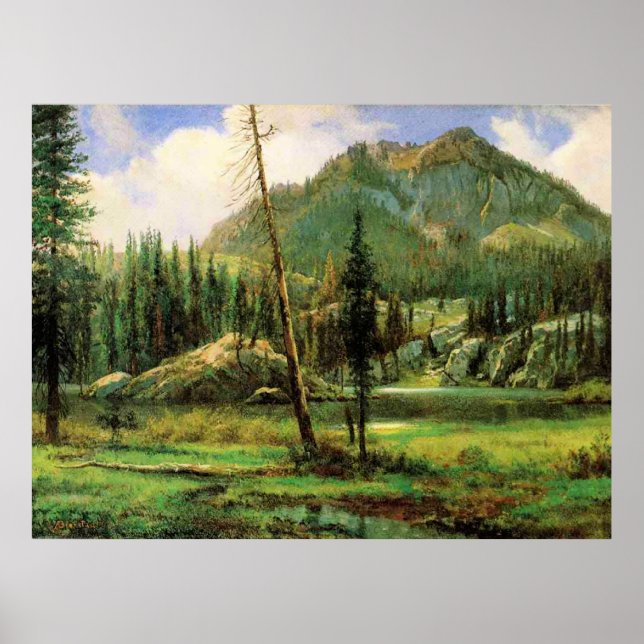 Affiche Albert Bierstadt - Montagnes de Sierra Nevada, (Devant)