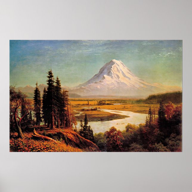 Affiche Albert Bierstadt painting, Mount Rainier, (Devant)
