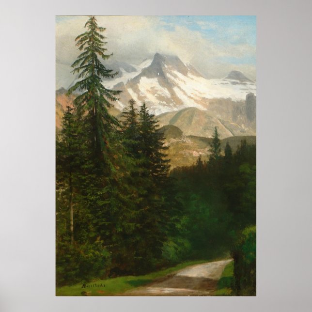 Affiche Albert Bierstadt Peinture Neige dans le Haut Pays (Devant)