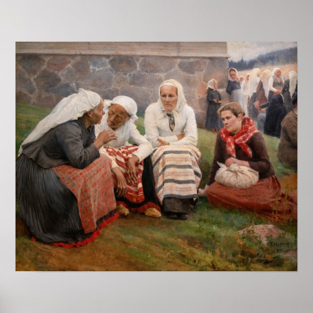 Affiche Albert Edelfeel - Femmes à l'extérieur de l'église (Devant)