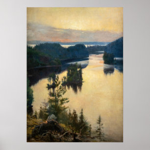 Affiche Albert Edelfelt - Crête de Kaukola au coucher du s