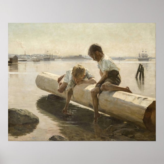 Affiche Albert Edelfelt - Deux garçons sur un rondin (Devant)
