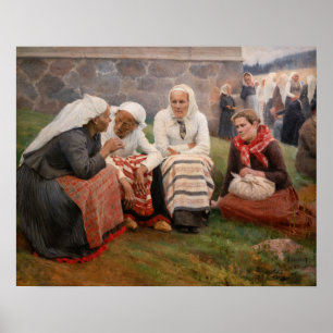 Affiche Albert Edelfelt - Femmes à l'extérieur de l'église