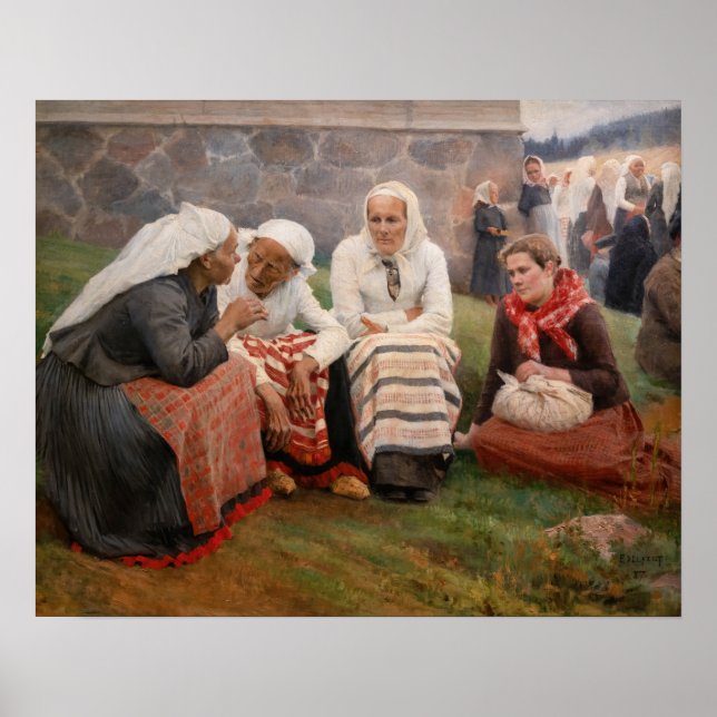 Affiche Albert Edelfelt - Femmes à l'extérieur de l'église (Devant)