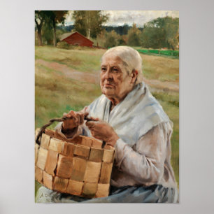 Affiche Albert Edelfelt - Vieille femme avec un panier d'é