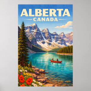 Affiche Alberta Canada Rocheuses canadiennes Voyage Vintag