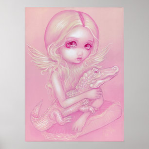 Affiche Albino Alligator Angel grand oeil bas Art Imprimer