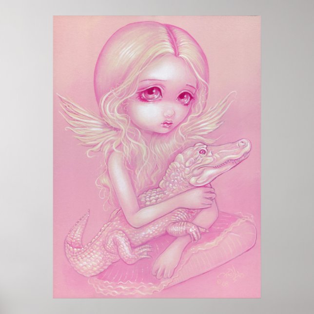 Affiche Albino Alligator Angel grand oeil bas Art Imprimer (Devant)