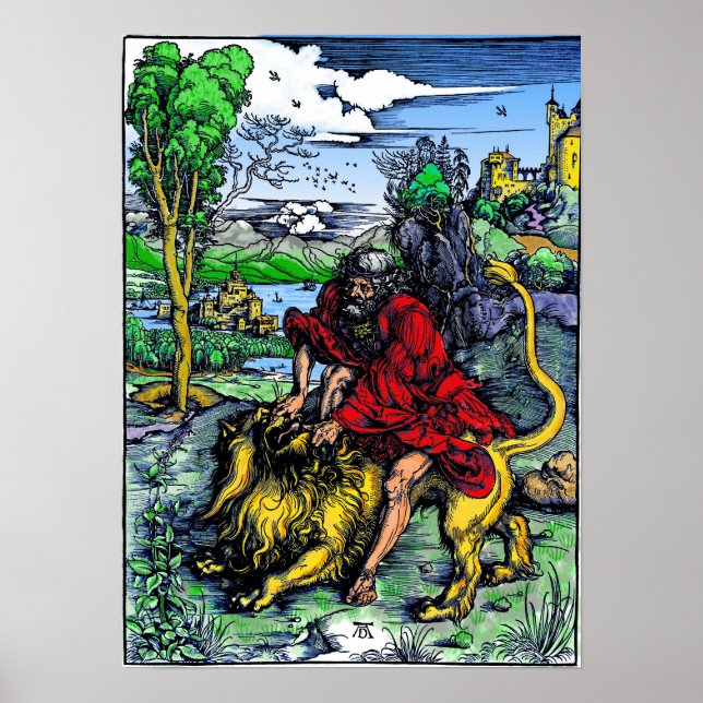 Affiche Albrecht Dürer "Samson Killing the Lion" 1498 (Devant)