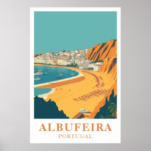 Affiche Albufeira Portugal Art de Voyage Plage Vintage