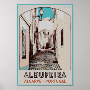 Affiche Albufeira ville Algarve Portugal vintage voyage