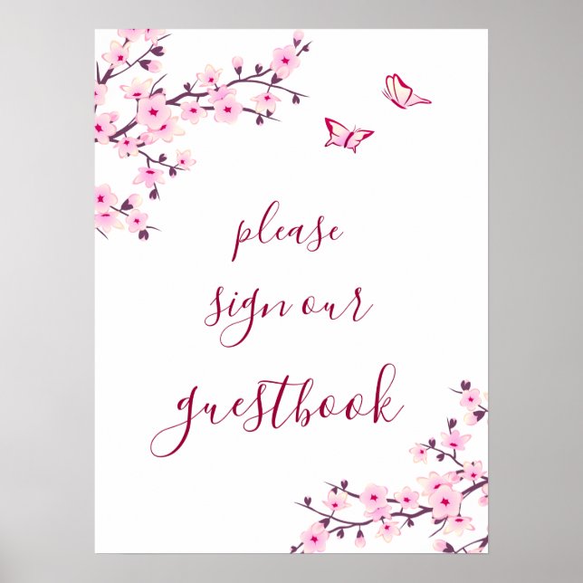 Affiche Album de signatures de mariage Fleurs de cerisier  (Devant)