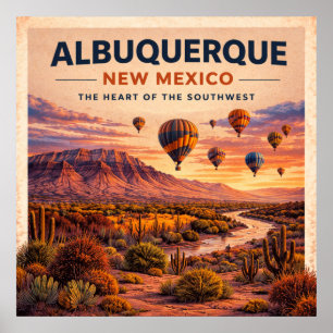 Affiche Albuquerque Nouveau-Mexique Voyages Rétro