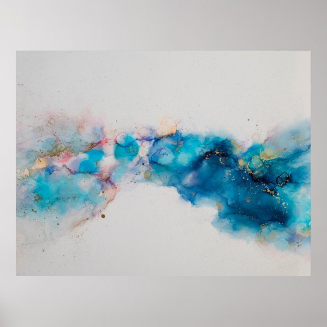 Affiche Alcool Enk Art. Peinture Abstraite. Alcool Ink ba (Devant)