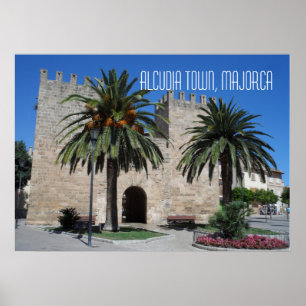 Affiche Alcudia Vieille Ville Scène Majorque Majorque Majo