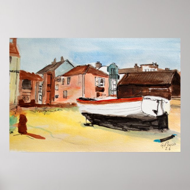 Affiche Aldeburgh Print – Paysage côtier à l'aquarelle (Devant)