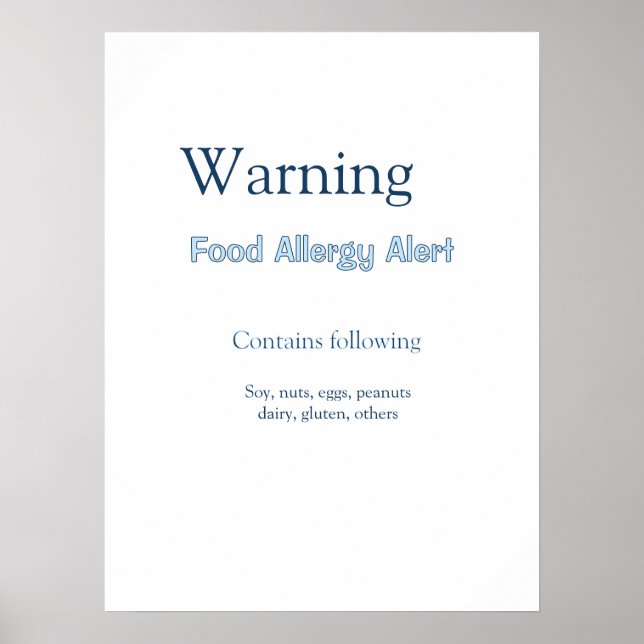Affiche Alerte d'allergie alimentaire ajouter le nom du te (Devant)