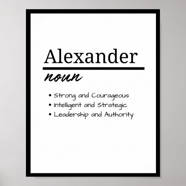 Affiche Alexandre, Définition de prénom personnalisé garço (Devant)