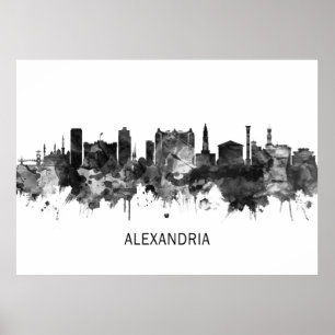Affiche Alexandria Egypt Skyline BW