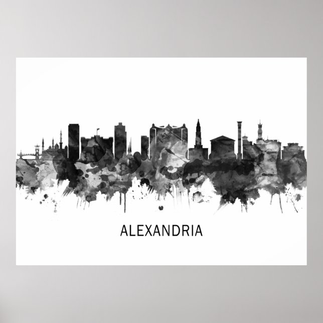 Affiche Alexandria Egypt Skyline BW (Devant)