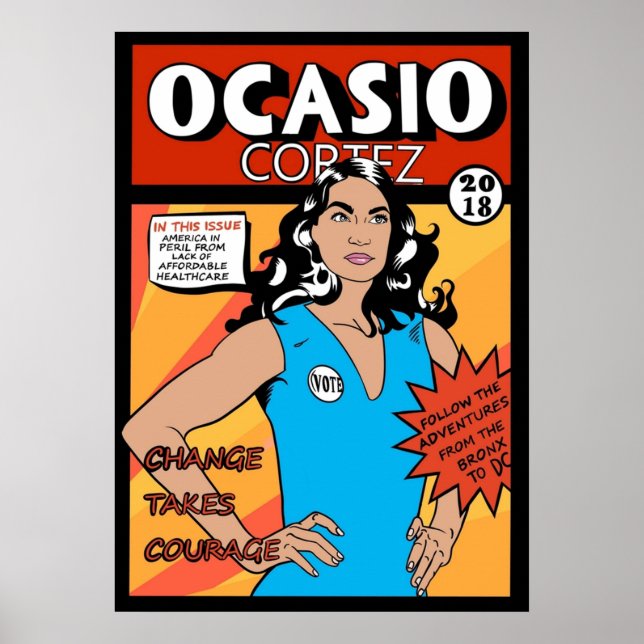 Affiche Alexandria Ocasio Cortez Bande dessinée (Devant)