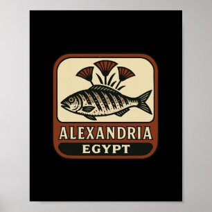 Affiche Alexandrie Egypte Souvenir Poisson Égyptien Et Voy