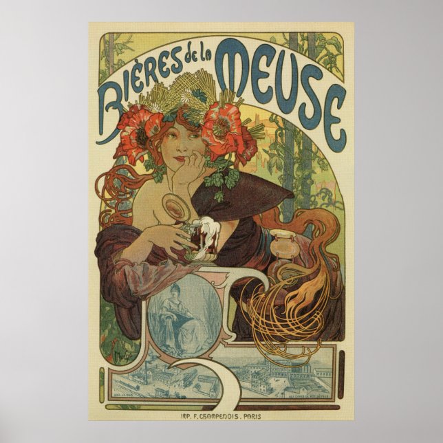 Affiche Alfons Mucha bière Art nouveau (Devant)