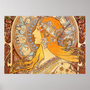 Affiche Alfonse Mucha Zodiac Art Nouveau Woman