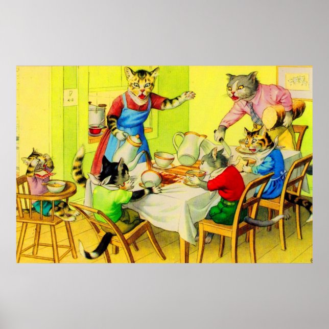 Affiche Alfred Mainzer Chats Dîner Désastre (Devant)