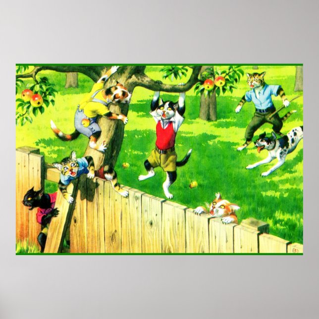 Affiche Alfred Mainzer chats escalade un pommier (Devant)