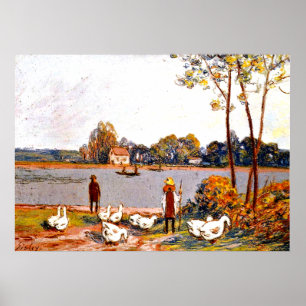Affiche Alfred Sisley art : Au bord de la rivière Loing,