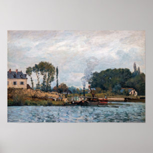 Affiche Alfred Sisley - Bateaux à l'écluse à Bougival