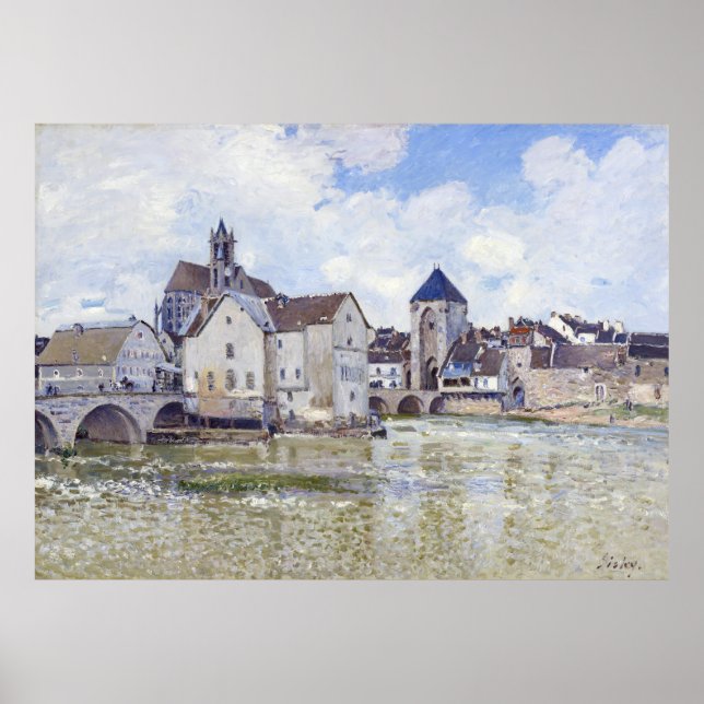 Affiche Alfred Sisley Bâtiments et ponts avec l'eau (Devant)