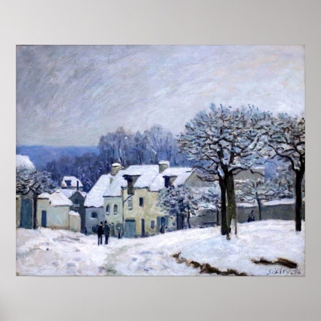 Affiche Alfred Sisley - Place Chenil à Marly, Effet Neige (Devant)