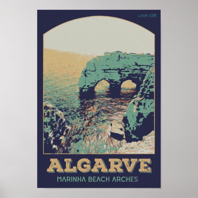 Affiche Algarve Marinha beach Portugal vintage travel (Devant)