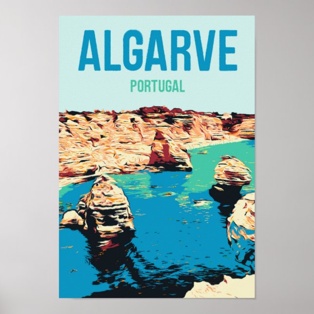 Affiche Algarve Marinha plage Portugal voyage vintage Post (Devant)