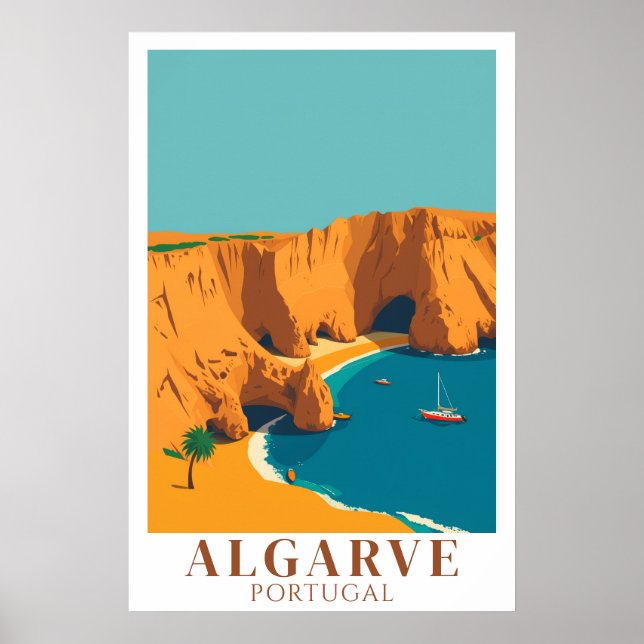 Affiche Algarve Portugal Beach Vintage Travel Art (Devant)
