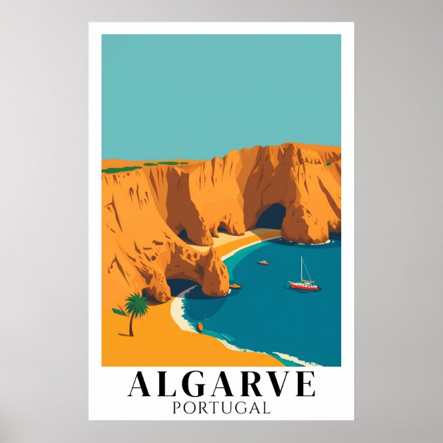 Affiche Algarve Portugal Beach Vintage Travel Art (Devant)