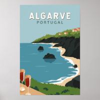 Algarve Portugal Retro Travel Art Vintage