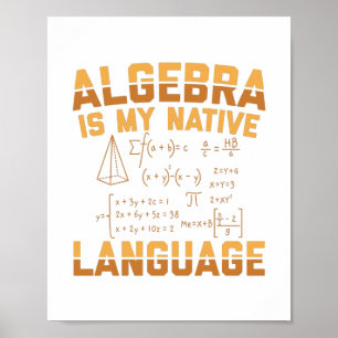 Affiche Algébrie mathématique   Cadeaux d'enseignant mathé