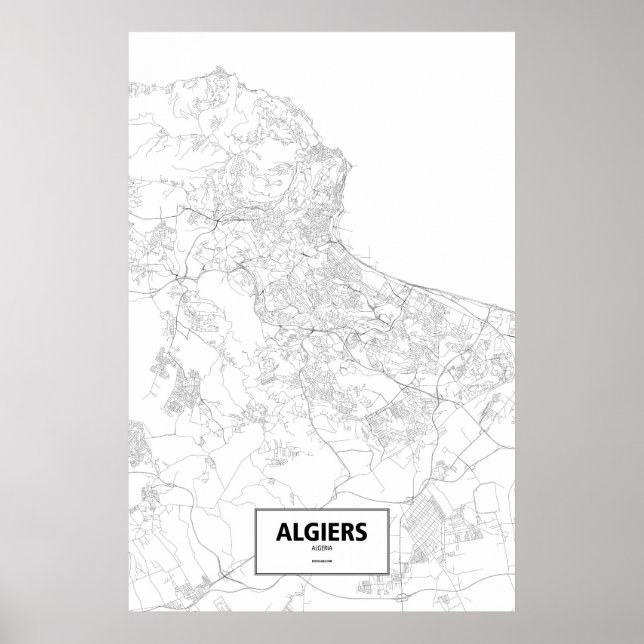 Affiche Alger, Algérie (noir sur blanc) (Devant)