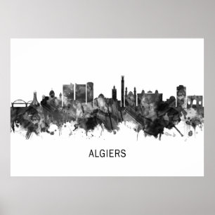 Affiche Alger Algérie Skyline BW