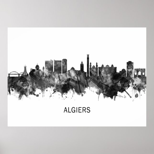 Affiche Alger Algérie Skyline BW (Devant)