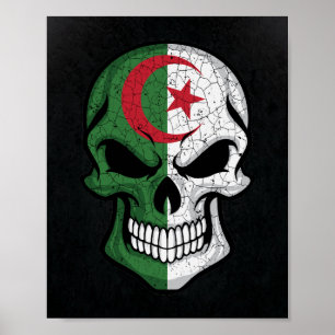 Affiche Algérie Drapeau crâne souriant
